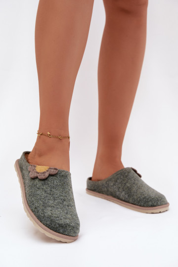 Slippers Dames Met een bloem Inblu CS000043 groene kleur 2