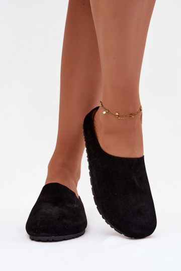 Zwarte dames slippers van kunstsuède Kalvess 2