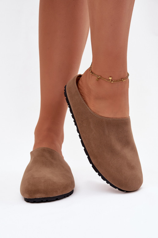 Slippers Damesvan eco-suèdeu kaki kleuren Kalvess