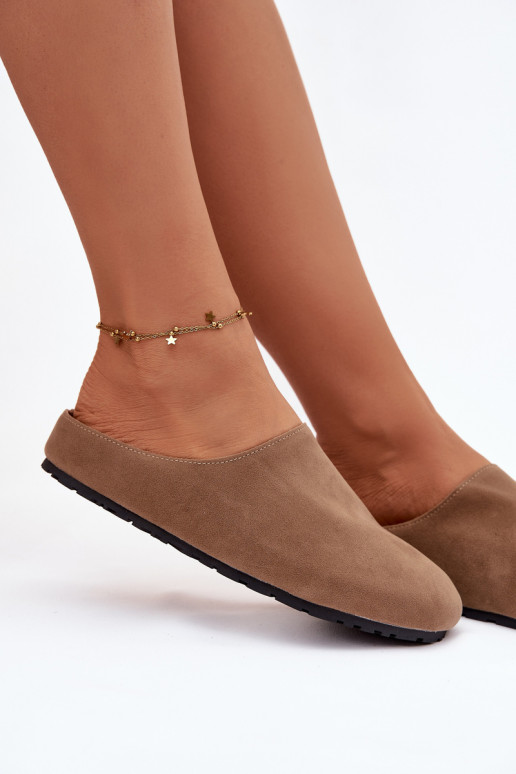 Slippers Damesvan eco-suèdeu kaki kleuren Kalvess