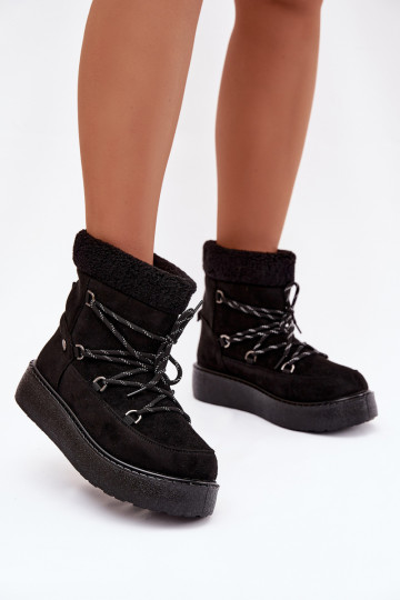 Schwarze Damen Schneestiefel mit Plattform und stylischen Details Roselya