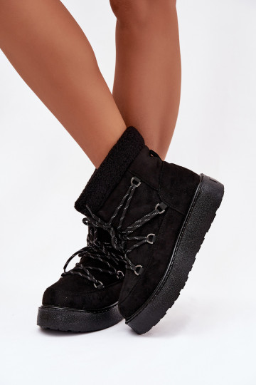 Schwarze Damen Schneestiefel mit Plattform und stylischen Details Roselya 2