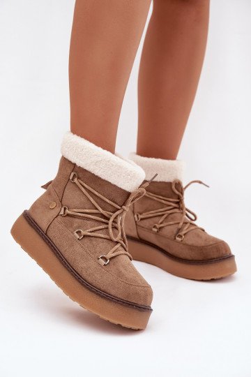 Vrouwen bruine sneeuwlaarzen met platform en stijlvolle details Roselya