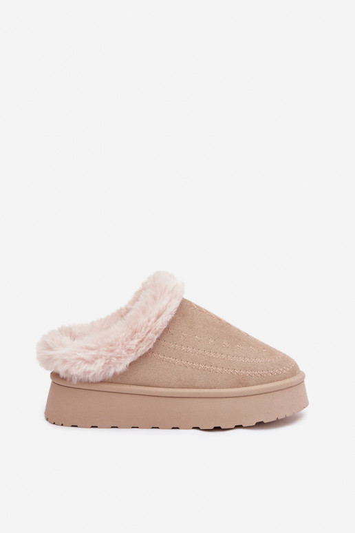 Schneestiefel Feminin mit einer Plattform mit Pelzmantel I Przeszyciami elfenbeinfarbe Arelina