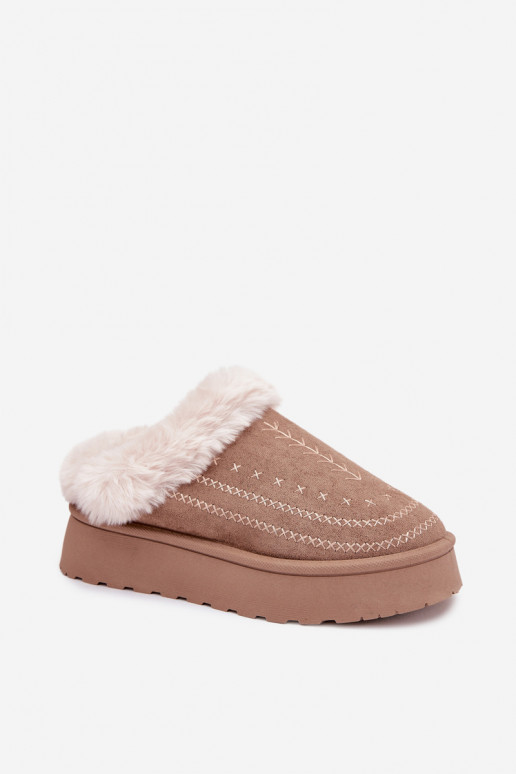 Bottes de neige Féminin avec une plateforme avec un manteau de fourrure I Przeszyciami beige Arelina