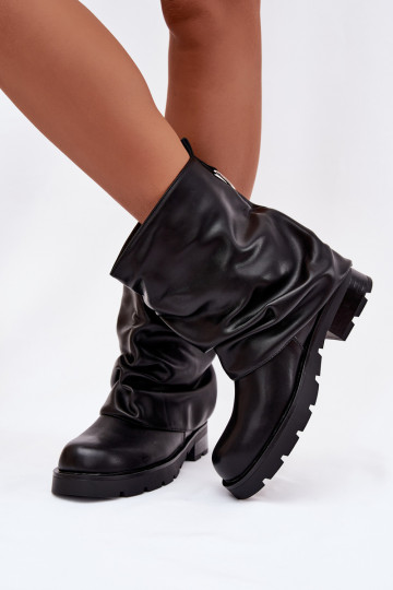 réchauffer Bottes pour femmes Avec un haut frisé couleur noire Gracine