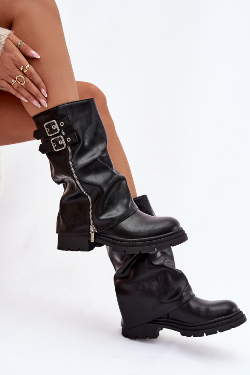 Bottes pour femmesDANSyÀiniętą CholeÀką réchauffer avec boucles couleur noire Salarie