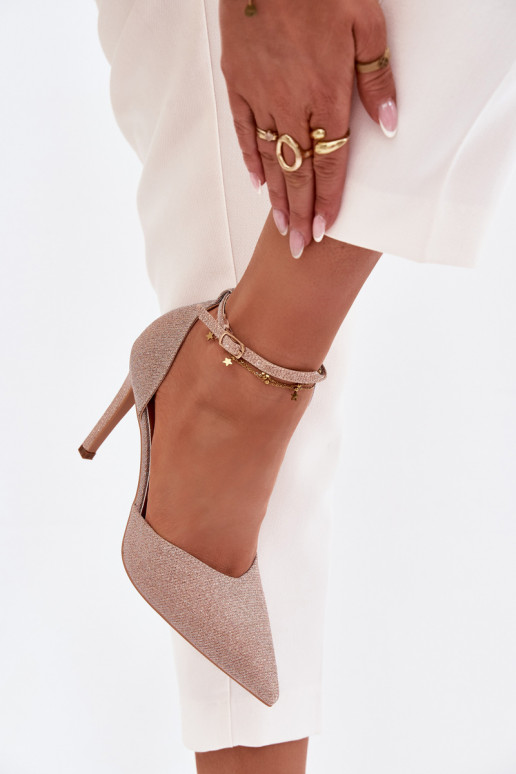 Chaussures brillantes à talons hauts avec des sangles Szampańskie Joranne