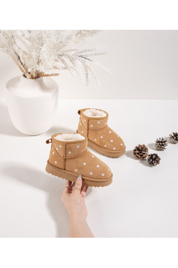 Bottes de neige Puéril Ozdobione avec des motifs florauxuszkami marron Gracina