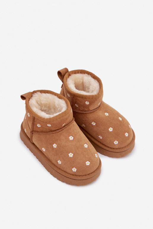 Schneestiefel Kindisch Ozdobione mit floralen Motivenuszkami braune Farbe Gracina