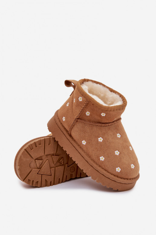 Bottes de neige Puéril Ozdobione avec des motifs florauxuszkami marron Gracina