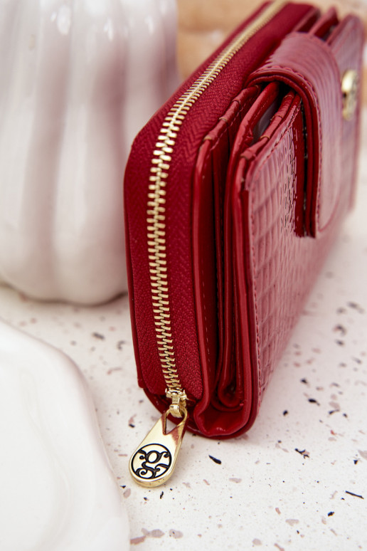 lackiert Damenbrieftasche mit Aufdruck rote Farbe Rivonna