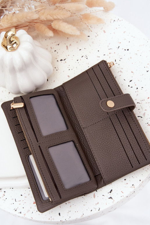 Dames portemonnee van ecoleer groot grijs Gilessa