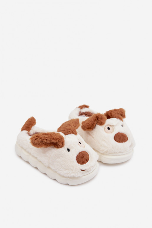 Kinderen met bont Slippers Puppys bruine kleur Farnise