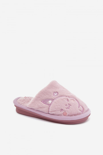 Violette kinder slippers met bont Norene