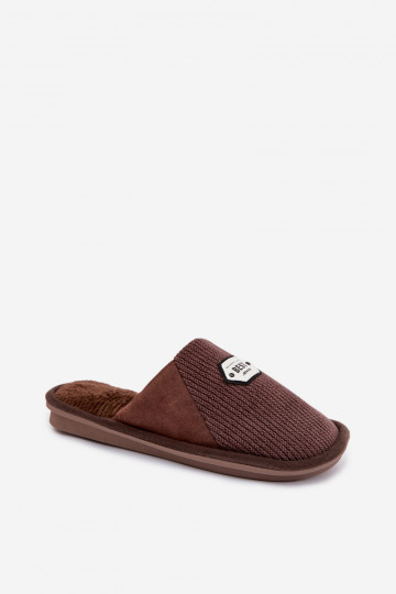 Bruine heren slippers met tong Presine