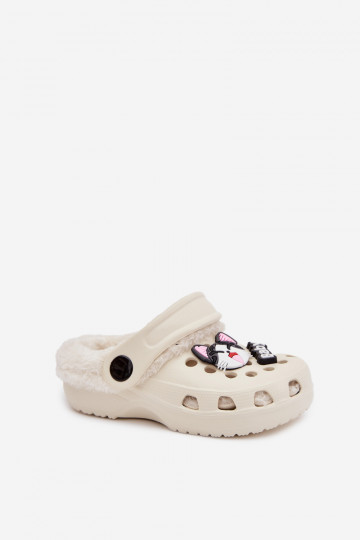 LichtgeInicht pantoffels Slippers Kinderen opInarmen met bont erinPrzypinkami crème kleuren Cerelle