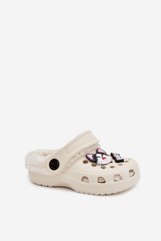 Pantoufles légères Chaussons Puéril réchauffer avec de la fourrure à l intérieurPrzypinkami couleur crème Cerelle