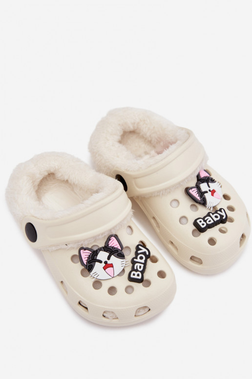 LichtgeInicht pantoffels Slippers Kinderen opInarmen met bont erinPrzypinkami crème kleuren Cerelle