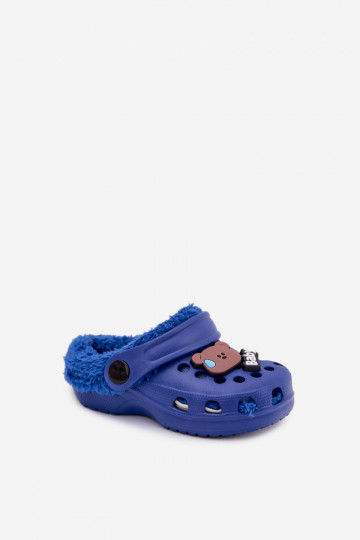 Pantoufles légères Chaussons Puéril réchauffer avec de la fourrure à l intérieurPrzypinkami bleu foncé Cerelle