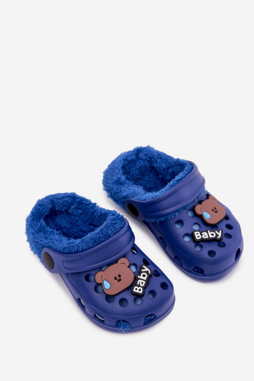 LichtgeInicht pantoffels Slippers Kinderen opInarmen met bont erinPrzypinkami donkerblauIn Cerelle
