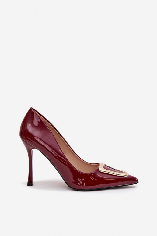 Lackierte High Heels mit goldfarbenen Details in bordeaux Paivelle
