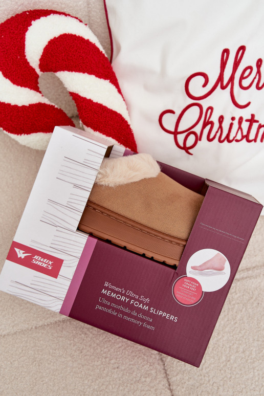 Chaussons pour femmes en fausse fourrure, marron „Eveline"