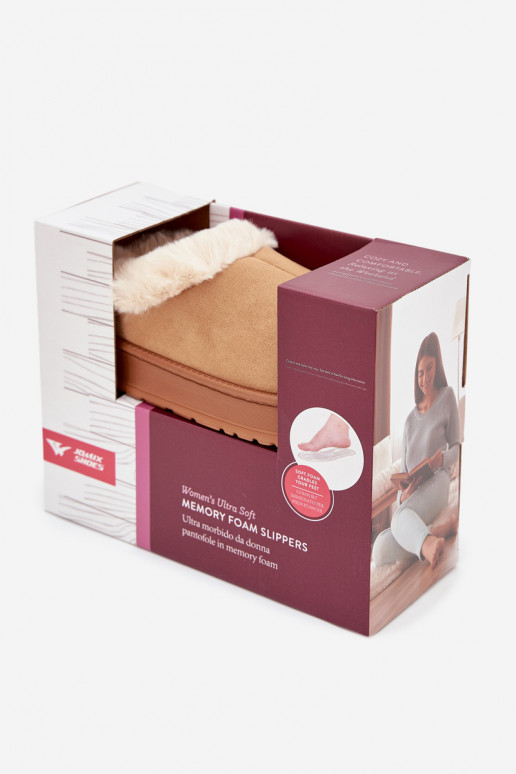 Chaussons pour femmes en fausse fourrure, marron „Eveline"