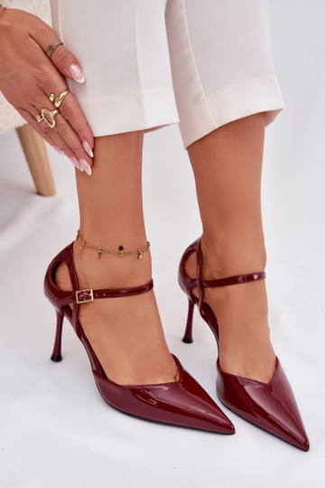 Escarpins vernies à talons avec lanières, couleur bordeaux Tarilin 2