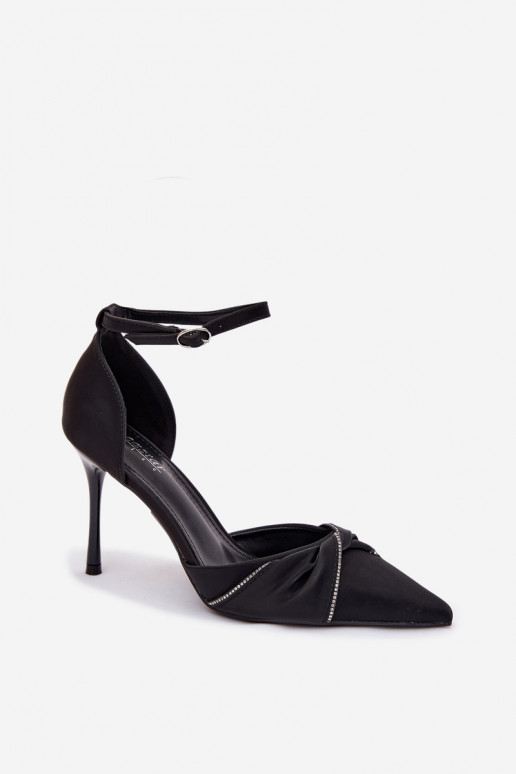 Escarpins à talons avec strass, couleur noire Katlina