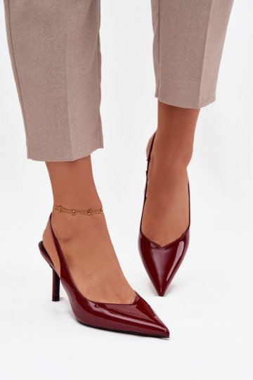 Chaussures Phelia couleur bordeaux avec talons fins et effet laqué
