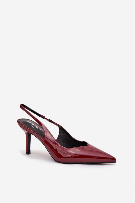 Chaussures Phelia couleur bordeaux avec talons fins et effet laqué