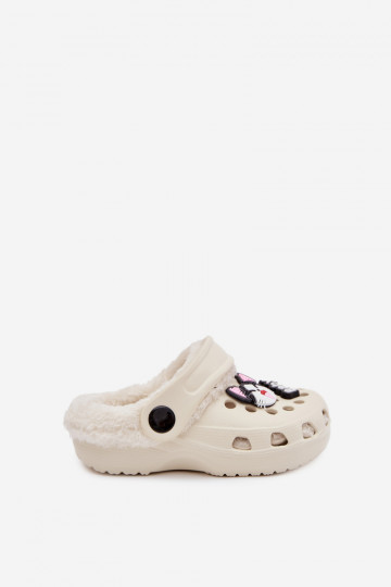 Kinderen warme slippers met bont aan de binnenkant, crème kleur „Cerelle" 2