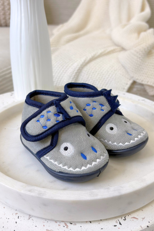 Kinderen grijze slippers met klittenband „Jeselle"