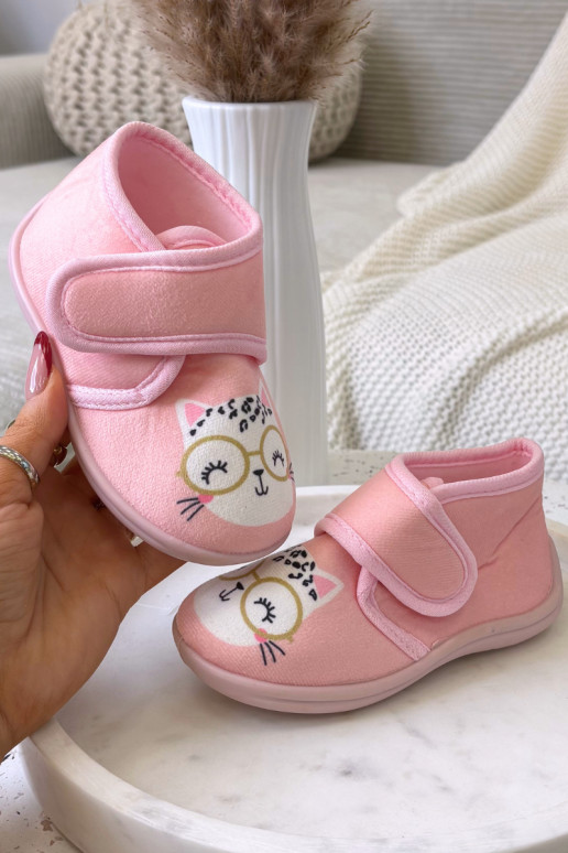 Kinderen roze slippers met klittenband „Katline"