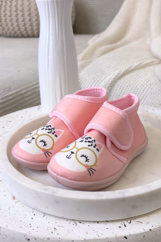 Kinderen roze slippers met klittenband „Katline"