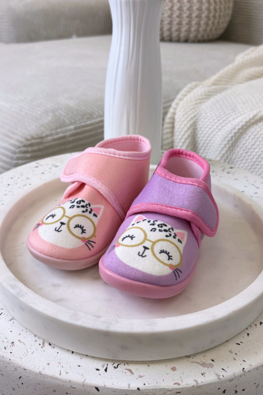 Kinderen roze slippers met klittenband „Katline"