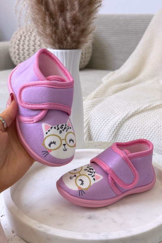 Pantoufles violettes pour enfants avec velcro « Katline »