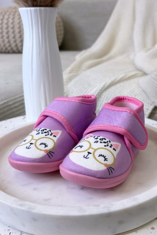 Kinderen paarse slippers met klittenband „Katline"