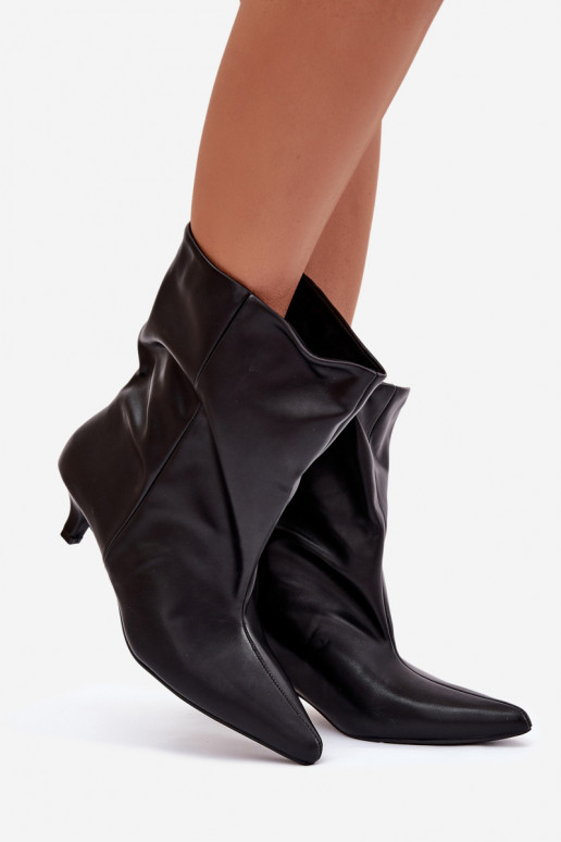 Bottines à enfiler noires pour femmes à talon bas avec tige ample Jessalia