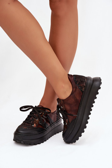 Haut Sneakers Stilvollllschuhe Feminin mit einer Plattform Es mussciejka 06562-25 CzekoladoZue 2