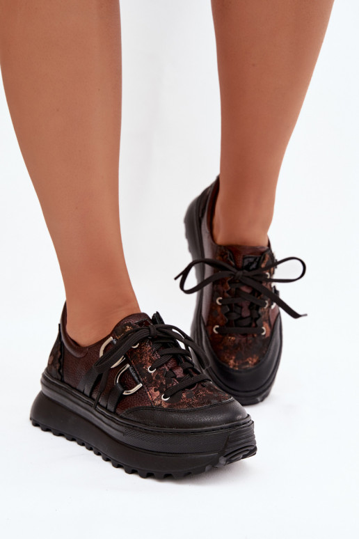 Peau Chaussures modèle baskets Féminin avec une plateforme Il fautciejka 06562-25 CzekoladoÀe