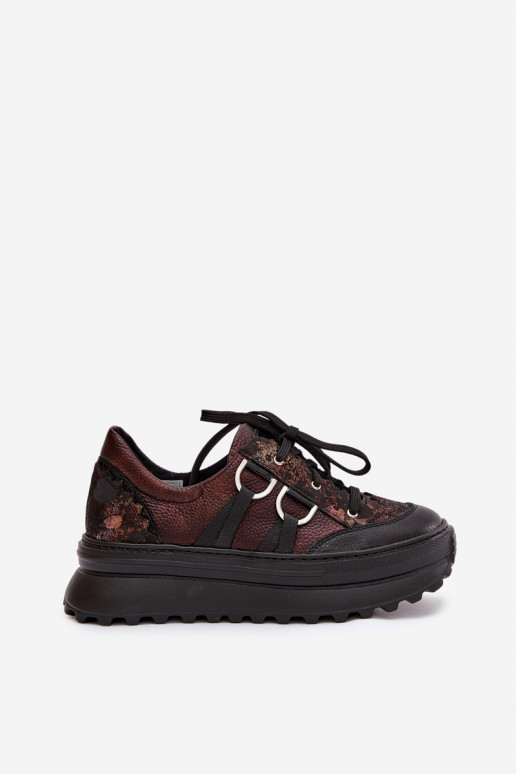 Haut Sneakers Stilvollllschuhe Feminin mit einer Plattform Es mussciejka 06562-25 CzekoladoZue