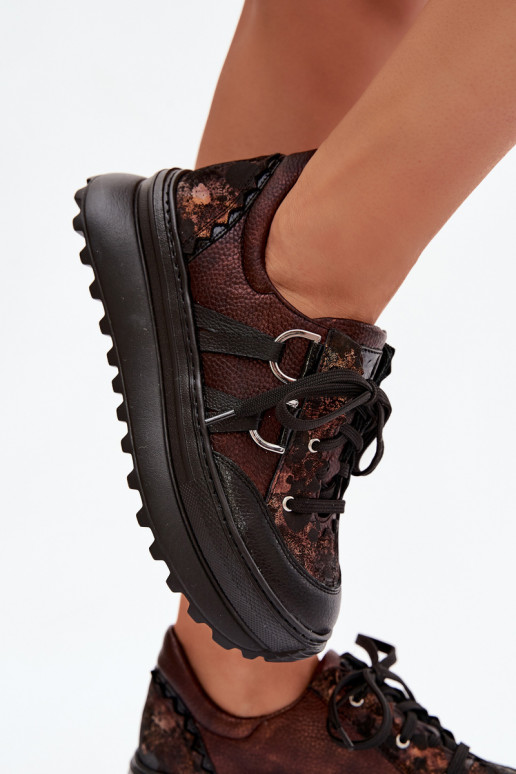 Peau Chaussures modèle baskets Féminin avec une plateforme Il fautciejka 06562-25 CzekoladoÀe