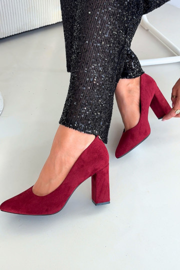Chaussures en daim Sergio Leone PB216 avec talons, couleur bordeaux