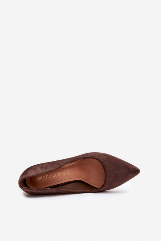 Suede schoenen met hakken Sergio Leone PB216 CzekoladoIne