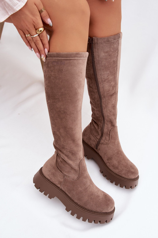 réchauffer bottes pour femmes avec une plateforme Big Star OO274722 beige