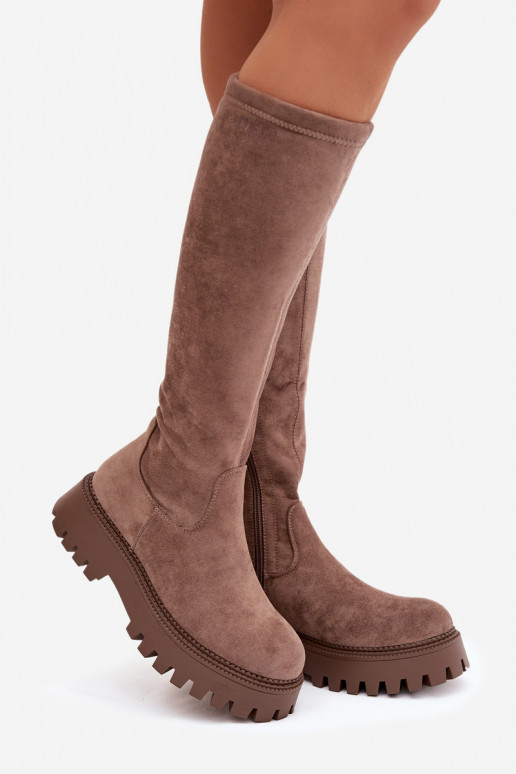 réchauffer bottes pour femmes avec une plateforme Big Star OO274722 beige