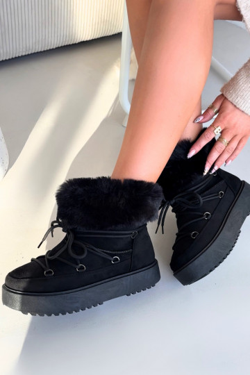 Bottes de neige avec un manteau de fourrure I DANSiązaniem couleur noire Sarivie