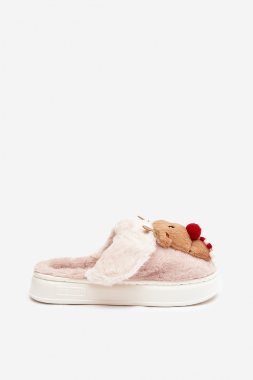 Kerstmis met bont Slippers Dames Rendieren beige Ilianne